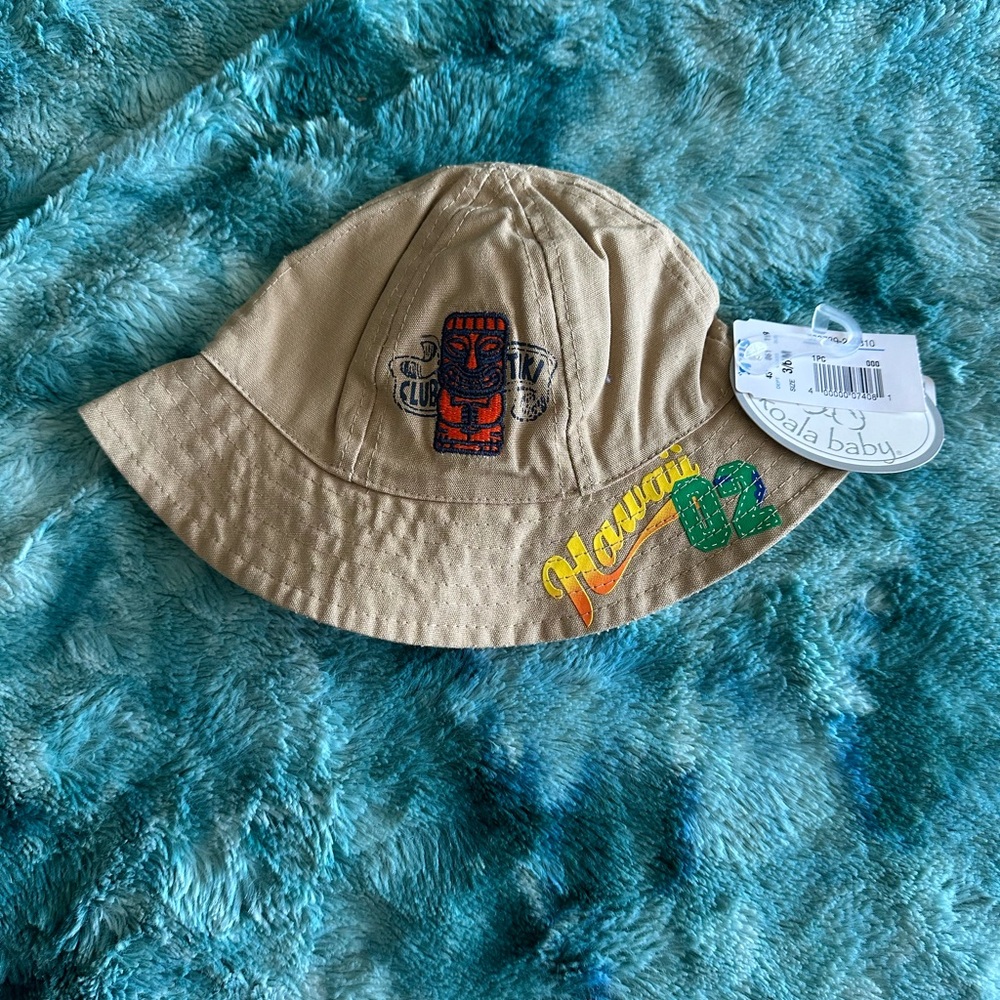 Tan Bucket Hat with Hawaii Embroidery